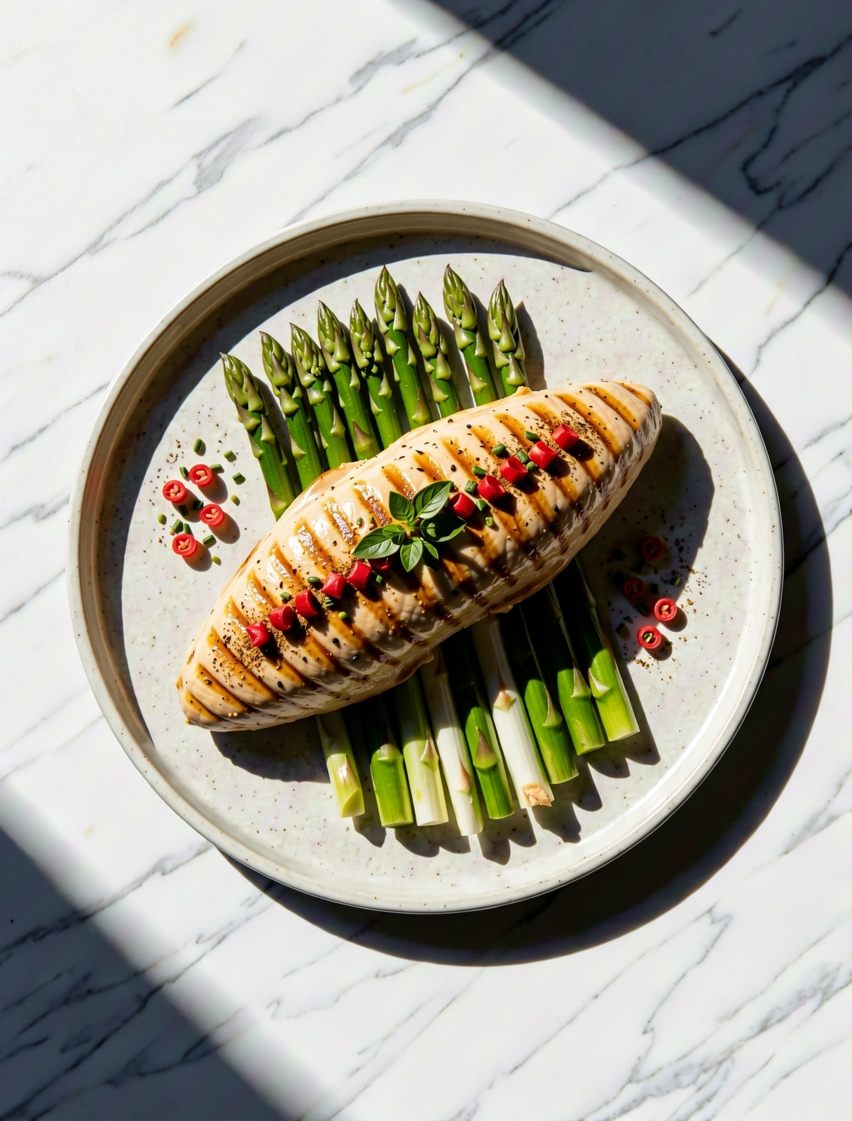 Präzise angerichtete, gesunde Mahlzeit