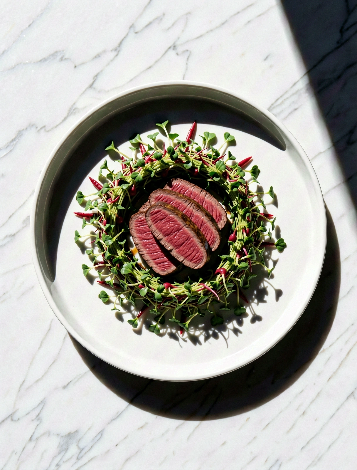 Präzise angerichtete gesunde Mahlzeit